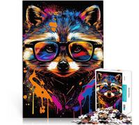 Jigsaw Puzzle for Adults 1000 Pieces Colorful Raccoon Animals Stressabbau Jedes Stück ist einzigartig Anspruchsvolles Familienspiel38x26cm