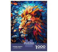 Jigsaw Puzzle for Adults 1000 Pieces Colrful Stained Glass Lion Jigsaw Puzzle Brain Teaser Game For Family Fun Parent-child Interaction 70x50cm/1000pcs