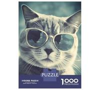 Jigsaw Puzzle for Adults 1000 Pieces Cool Cat with Sunglasses Jigsaw Puzzle Toy Wall Decor Wall Decoration Parent-child Interaction 70x50cm/1000pcs
