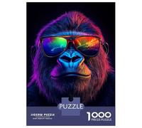 Jigsaw Puzzle for Adults 1000 Pieces Cool Gorilla with Sunglasses Jigsaw Puzzle Relax Games Precision Cutting Parent-child Interaction 38x26cm/1000pcs