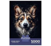Jigsaw Puzzle for Adults 1000 Pieces, Corgi Portrait with Digital Dust Effect Artwork, Indoor Entertainment, Gift for Adults, Precision Cut Pieces, 70x50cm/1000pcs