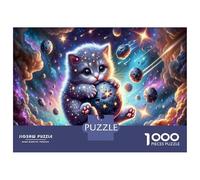 Jigsaw Puzzle for Adults 1000 Pieces Cosmic Kitten Adventure Jigsaw Puzzle Relaxing Games Wall Decoration Difficult And Challenge 70x50cm/1000pcs