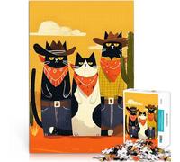Jigsaw Puzzle for Adults 1000 Pieces Cowboy Cats in the Desert Lustige Spiele Geburtstagsgeschenk, Geschenke75x50cm