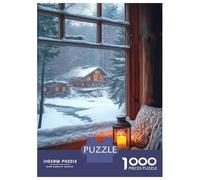 Jigsaw Puzzle for Adults 1000 Pieces Cozy Cabin Window View Jigsaws for Adults Toy Wall Decor Improve Memory for Is Ideal As A Gift 38x26cm/1000pcs