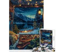 Jigsaw Puzzle for Adults 1000 Pieces Cozy Christmas Camp by The Lake Jigsaw 1000 Piece Fun Games Secret Santa Gifts But Fun And Humorous (50x75cm)