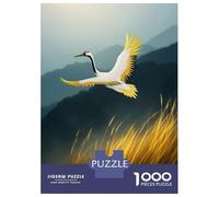 Jigsaw Puzzle for Adults 1000 Pieces Crane In Flight Over Golden Grass Jigsaw Puzzle Relax Games Precision Cutting Parent-child Interaction 52x38cm/1000pcs