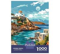 Jigsaw Puzzle for Adults 1000 Pieces Crete Coastal Landscape Jigsaw for Adults Relax Games Hand Speed Race Difficult And Challenge 38x26cm/1000pcs