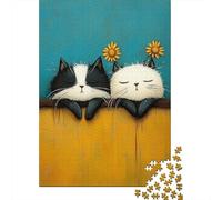 Jigsaw Puzzle for Adults 1000 Pieces Cute Cats with Flowers Adult Jigsaw Puzzle Relaxing Games Wall Decoration for Is Ideal As A Gift 70x50cm/1000pcs