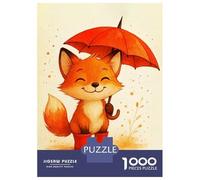 Jigsaw Puzzle for Adults 1000 Pieces Cute Fox with Umbrella And Boots Puzzle for Adults Family Game Improve Memory Parent-child Interaction 70x50cm/1000pcs