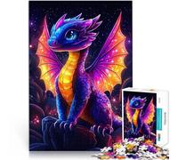 Jigsaw Puzzle for Adults 1000 Pieces Cute Neon Purple Baby Dragon Familienaktivität Geschenke für Freunde und Familie38x26cm