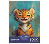 Jigsaw Puzzle for Adults 1000 Pieces Cute Tiger Cub Smile Puzzles for Adults Relax Games Pattern Assembly for Is Ideal As A Gift 38x26cm/1000pcs
