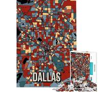 Jigsaw Puzzle for Adults 1000 Pieces Dallas Earthtone City Map Brain Teaser Game Challenging Game Toys Funny Gifts Staycation Kill Time (size 50x75cm)