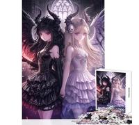 Jigsaw Puzzle for Adults 1000 Pieces Dark And Light Angels Toy Wall Decor Gift Birthday Practical Game with Fully Interlocking Randomly Shaped Pieces size 38x26cm