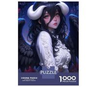 Jigsaw Puzzle for Adults 1000 Pieces Dark Angel with White Horns Anime Girl Jigsaw Puzzle Brain Teaser Game Stress Reliever Birthday And Unique Gifts 38x26cm/1000pcs
