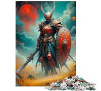 Jigsaw Puzzle for Adults 1000 Pieces Dark Knight with Red Moon Help The Brain Exercise A Work of Art Relax Games for Ages 14 And over (38x26cm)