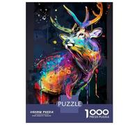 Jigsaw Puzzle for Adults 1000 Pieces Deer Animal Painting Puzzles for Adults Relax Games Pattern Assembly for Is Ideal As A Gift 52x38cm/1000pcs