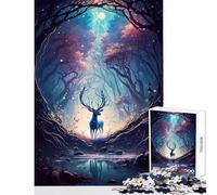 Jigsaw Puzzle for Adults 1000 Pieces Deer Mystical Beings Anti-Stress Toys Great Gift for Games Practical Game Decompressing Intellectual Size 38x52cm