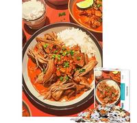 Jigsaw Puzzle for Adults 1000 Pieces Delicious Asian Cuisine with Rice And Meat Brain Teaser Game Challenging Game Toys Funny Gifts Staycation Kill Time (size 50x75cm)