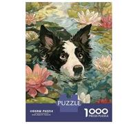 Jigsaw Puzzle for Adults 1000 Pieces, Dog Swimming Among Lily Pads Artwork, Relaxing Puzzle Experience, Christmas Puzzle Collection, Premium Puzzle Pieces, 38x26cm/1000pcs