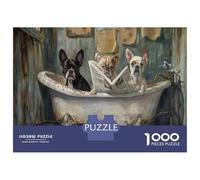 Jigsaw Puzzle for Adults 1000 Pieces Dogs in Bathtub Reading Newspaper Jigsaw Puzzle Relaxing Games Wall Decoration Difficult And Challenge 52x38cm/1000pcs