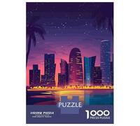 Jigsaw Puzzle for Adults 1000 Pieces Doha Qatar Skyline at Night Puzzle for Adults Family Game Improve Memory Parent-child Interaction 38x26cm/1000pcs