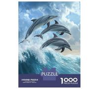 Jigsaw Puzzle for Adults 1000 Pieces Dolphins Leaping Wave Jigsaw for Adults Relax Games Hand Speed Race Difficult And Challenge 52x38cm/1000pcs