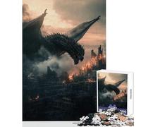 Jigsaw Puzzle for Adults 1000 Pieces Dragon Over Burning City DIY Toys Funny Gift Educational Game Improving Love between Couples Size 50x75cm