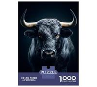 Jigsaw Puzzle for Adults 1000 Pieces Dramatic Portrait of A Black Bull Teenager Puzzles Fun Games Analysis And Logic Difficult And Challenge 70x50cm/1000pcs