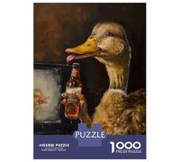 Jigsaw Puzzle for Adults 1000 Pieces Drunk Duck Drinking Beer Teenager Puzzles DIY Toys Precision Cutting Difficult And Challenge 70x50cm/1000pcs