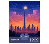 Jigsaw Puzzle for Adults 1000 Pieces Dubai Skyline at Sunset Jigsaw Puzzle Relaxing Games Difficult Challenge Unique Gifts for Birthday And Christmas 38x26cm/1000pcs