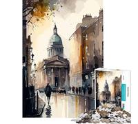 Jigsaw Puzzle for Adults 1000 Pieces Dublin Watercolor Painting Brain Teaser Game Toy Intellectual Game Great Gifts for Games Improve Memory (Size 38x52cm)