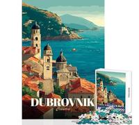 Jigsaw Puzzle for Adults 1000 Pieces Dubrovnik, Croatia Travel Poster Home Decoration Toys Gift Birthday Fun Games Improving Love between Couples (Size 38x52cm)