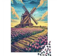 Jigsaw Puzzle for Adults 1000 Pieces Dutch Windmill Tulip Field-5 Adult Jigsaw Puzzle Hands-on Game Pattern Assembly Unique Gifts for Birthday And Christmas 70x50cm/1000pcs