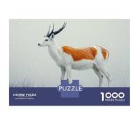 Jigsaw Puzzle for Adults 1000 Pieces Elegant Deer in Winter Snowfall Teenager Puzzles Fun Games Staycation Kill Time for Is Ideal As A Gift 38x26cm/1000pcs