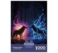 Jigsaw Puzzle for Adults 1000 Pieces Elemental Wolves in Dark Forest Teenager Puzzles Fun Games Staycation Kill Time for Is Ideal As A Gift 52x38cm/1000pcs