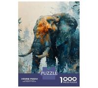 Jigsaw Puzzle for Adults 1000 Pieces Elephant in Blue Forest Jigsaw Puzzle Brain Teaser Game For Family Fun Parent-child Interaction 70x50cm/1000pcs