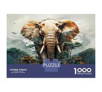 Jigsaw Puzzle for Adults 1000 Pieces Elephant in The Wild A Digital Artwork Jigsaw Puzzle Relaxing Games Wall Decoration Difficult And Challenge 70x50cm/1000pcs