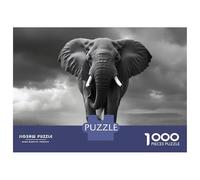 Jigsaw Puzzle for Adults 1000 Pieces Elephant Walking in Black And White Jigsaw Puzzle Relaxing Games Difficult Challenge Unique Gifts for Birthday And Christmas 38x26cm/1000pcs