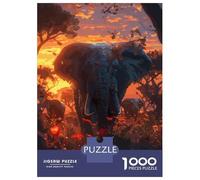 Jigsaw Puzzle for Adults 1000 Pieces Elephants Savanna Sunset Teenager Puzzles DIY Toys Precision Cutting Difficult And Challenge 70x50cm/1000pcs