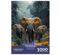 Jigsaw Puzzle for Adults 1000 Pieces Elephants Walking through Jungle Stream Puzzle for Adults Family Game Improve Memory Parent-child Interaction 52x38cm/1000pcs