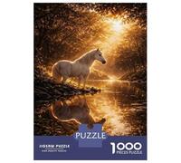 Jigsaw Puzzle for Adults 1000 Pieces, Enchanted Forest Horse Reflection Artwork, Creative Leisure Activity, Perfect, Precision Cut Pieces, 52x38cm/1000pcs