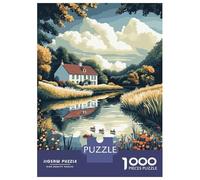 Jigsaw Puzzle for Adults 1000 Pieces England Countryside River Scene Puzzles for Adults Relax Games Pattern Assembly for Is Ideal As A Gift 38x26cm/1000pcs