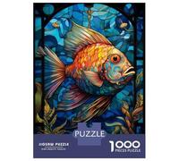 Jigsaw Puzzle for Adults 1000 Pieces Fairy Wrasse Stained Glass Jigsaw Puzzle Brain Teaser Game Stress Reliever Birthday And Unique Gifts 70x50cm/1000pcs