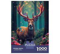Jigsaw Puzzle for Adults 1000 Pieces Fantasy Forest Deer Art Print-3 Puzzle for Adults Relax Games Perfect Decoration Difficult And Challenge 70x50cm/1000pcs