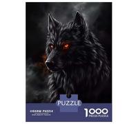 Jigsaw Puzzle for Adults 1000 Pieces Fenrir - Black Wolf with Glowing Eyes Jigsaw Puzzle Brain Teaser Game For Family Fun Parent-child Interaction 38x26cm/1000pcs