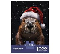 Jigsaw Puzzle for Adults 1000 Pieces Festive Beaver Christmas Jigsaws for Adults Toy Wall Decor Improve Memory for Is Ideal As A Gift 38x26cm/1000pcs