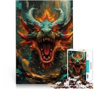 Jigsaw Puzzle for Adults 1000 Pieces Fiery Dragon Portrait Decompressing Intellectual Educational Toy Secret Santa Gifts 26x38cm