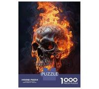Jigsaw Puzzle for Adults 1000 Pieces Fiery Flames Smoke Skull Jigsaw Puzzle Relaxing Games Difficult Challenge Unique Gifts for Birthday And Christmas 52x38cm/1000pcs