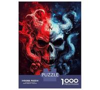 Jigsaw Puzzle for Adults 1000 Pieces Fire And Ice Skull Puzzle for Adults Relaxing Games For Family Fun Difficult And Challenge 70x50cm/1000pcs