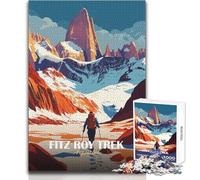 Jigsaw Puzzle for Adults 1000 Pieces Fitz Roy Trek, Argentina Beautiful Design Game Perfect Decoration Gift Birthday Size 50x75cm